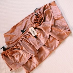 Satin Pink Champagne Flowy Off Shoulder Dress